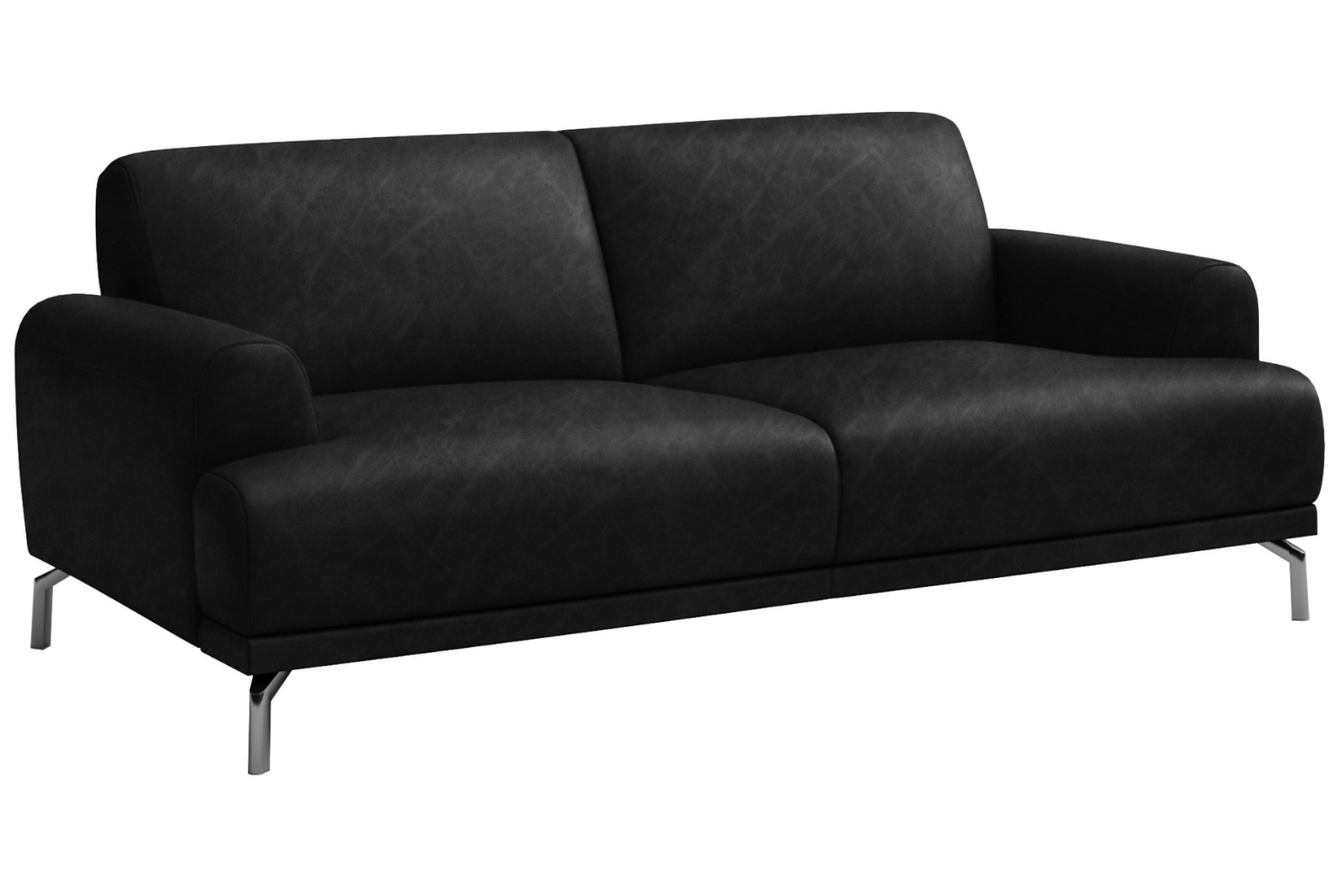 Mesonica Černá kožená dvoumístná pohovka Puzo 170 cm