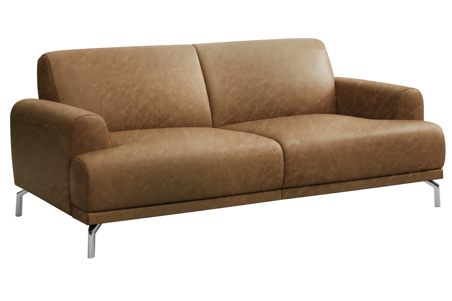 Mesonica Hnědá kožená dvoumístná pohovka Puzo 170 cm