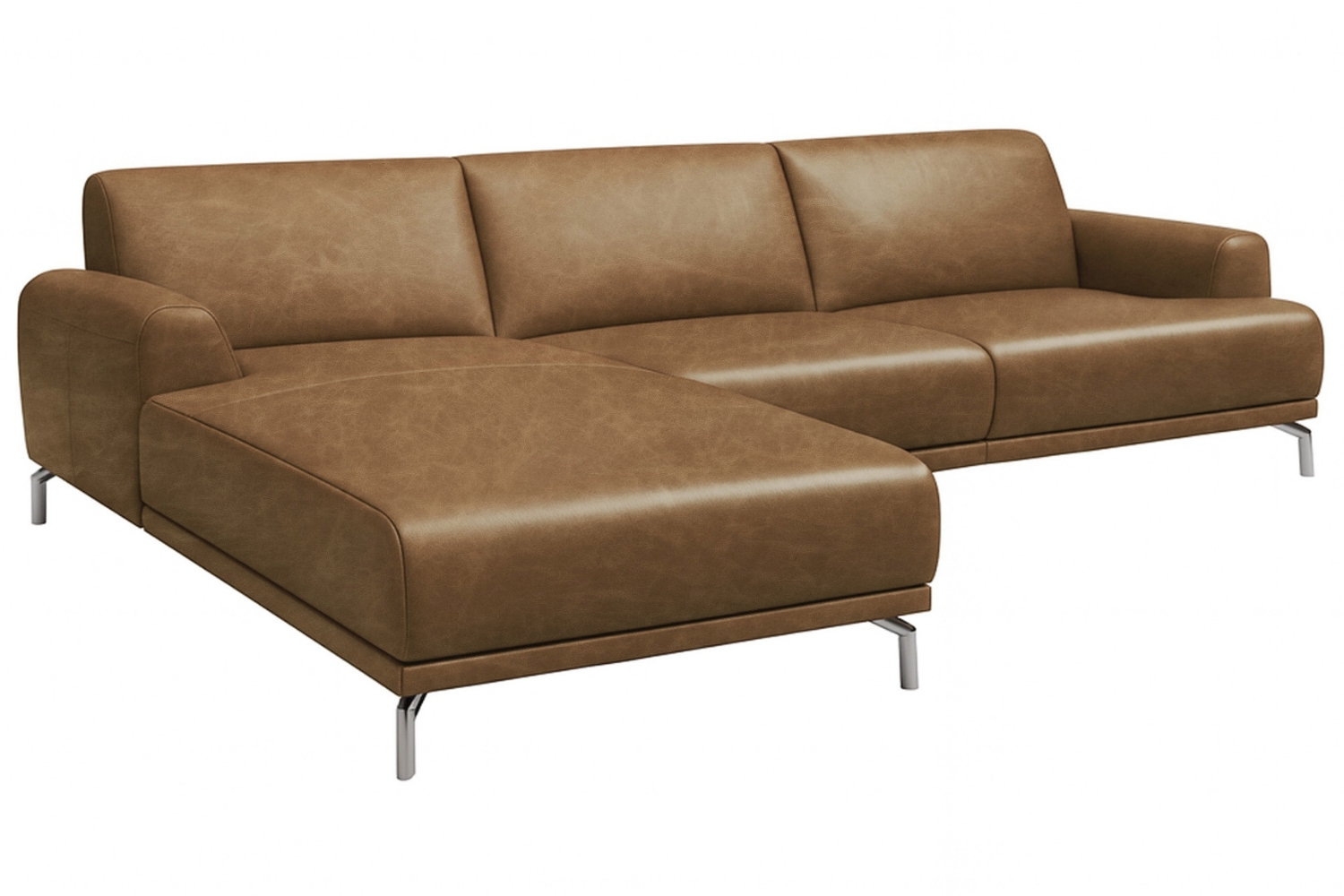 Mesonica Hnědá kožená rohová pohovka Puzo 240 cm