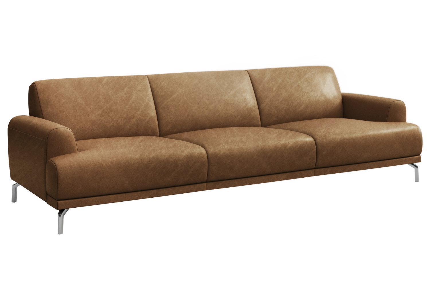 Mesonica Hnědá kožená trojmístná pohovka Puzo 240 cm