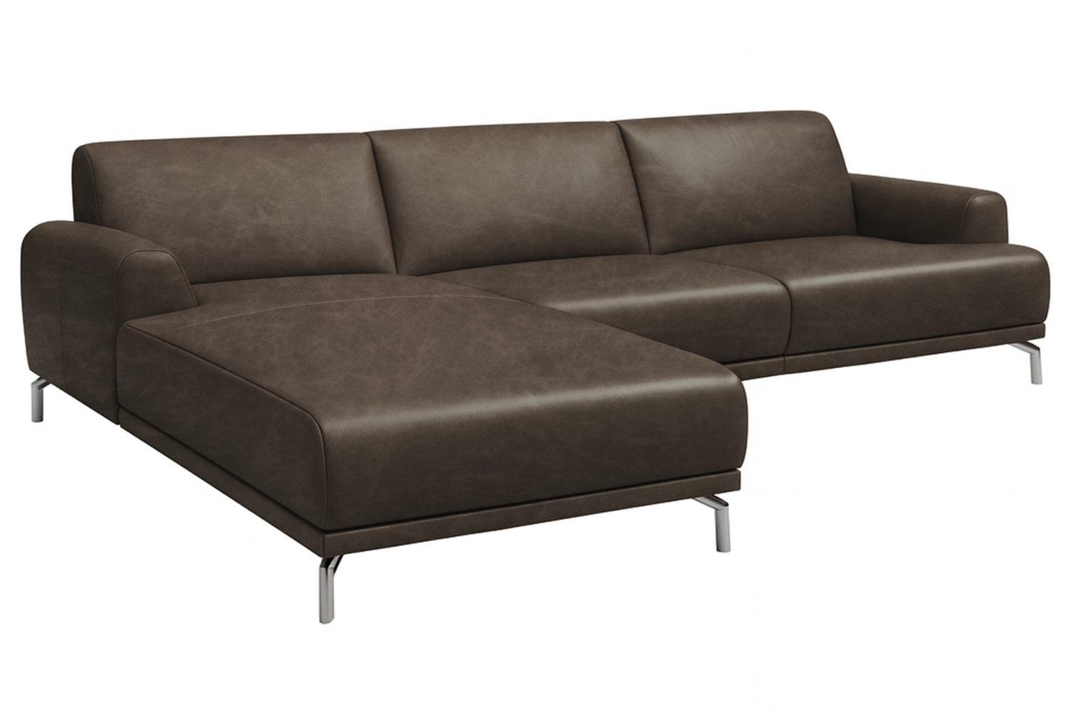 Mesonica Tmavě hnědá kožená rohová pohovka Puzo 240 cm