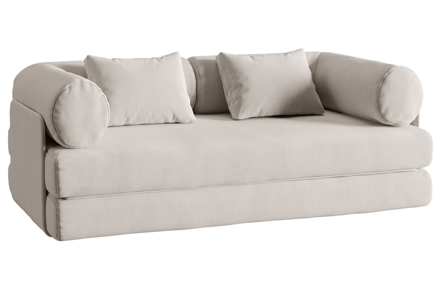 Micadoni Béžová sametová rozkládací pohovka Dreamy 206 cm