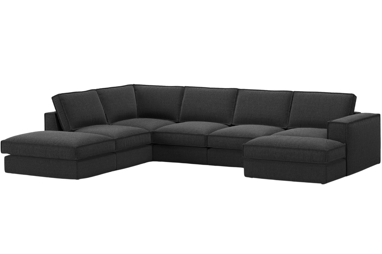 Micadoni Černá rohová pohovka Pola 362 cm