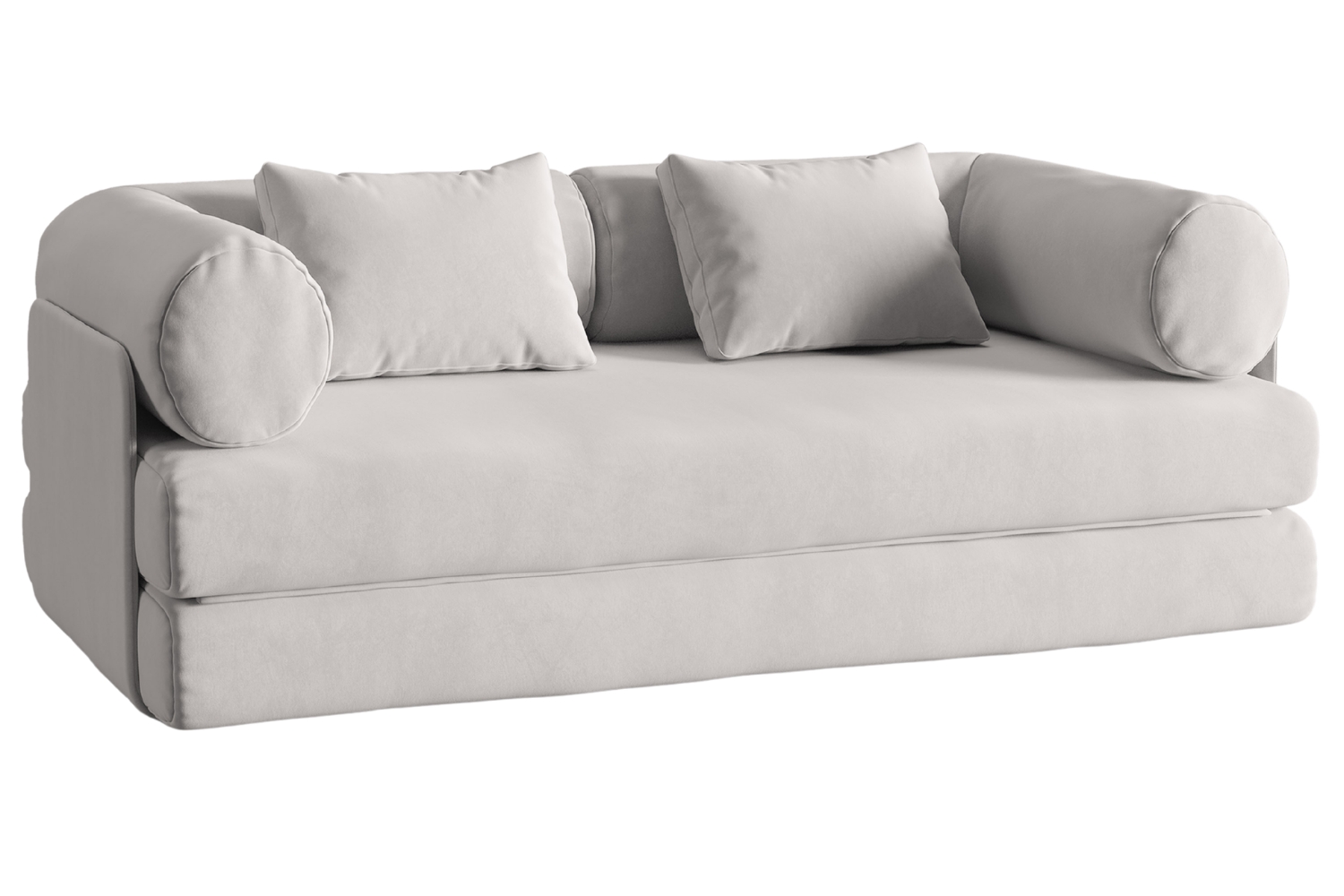 Micadoni Světle šedá sametová rozkládací pohovka Dreamy 206 cm