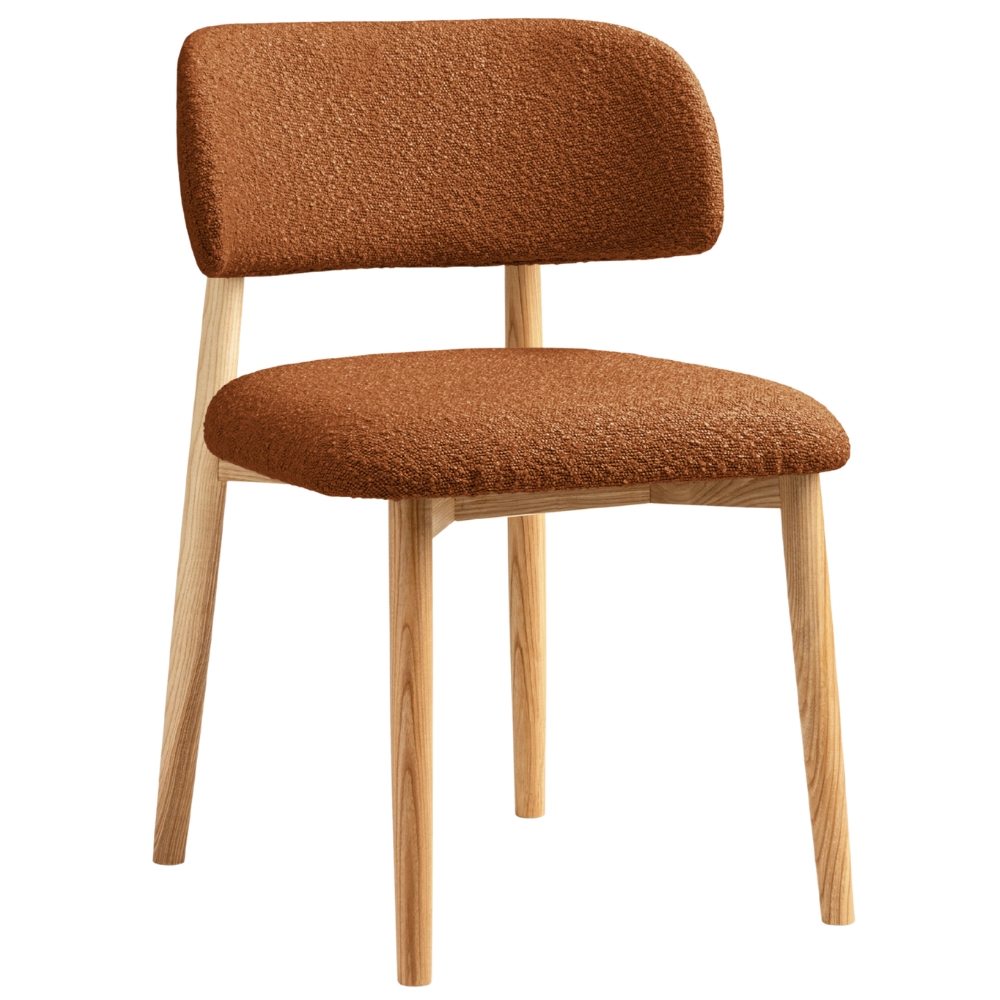 Micadoni Terakotově oranžová bouclé jídelní židle Evan