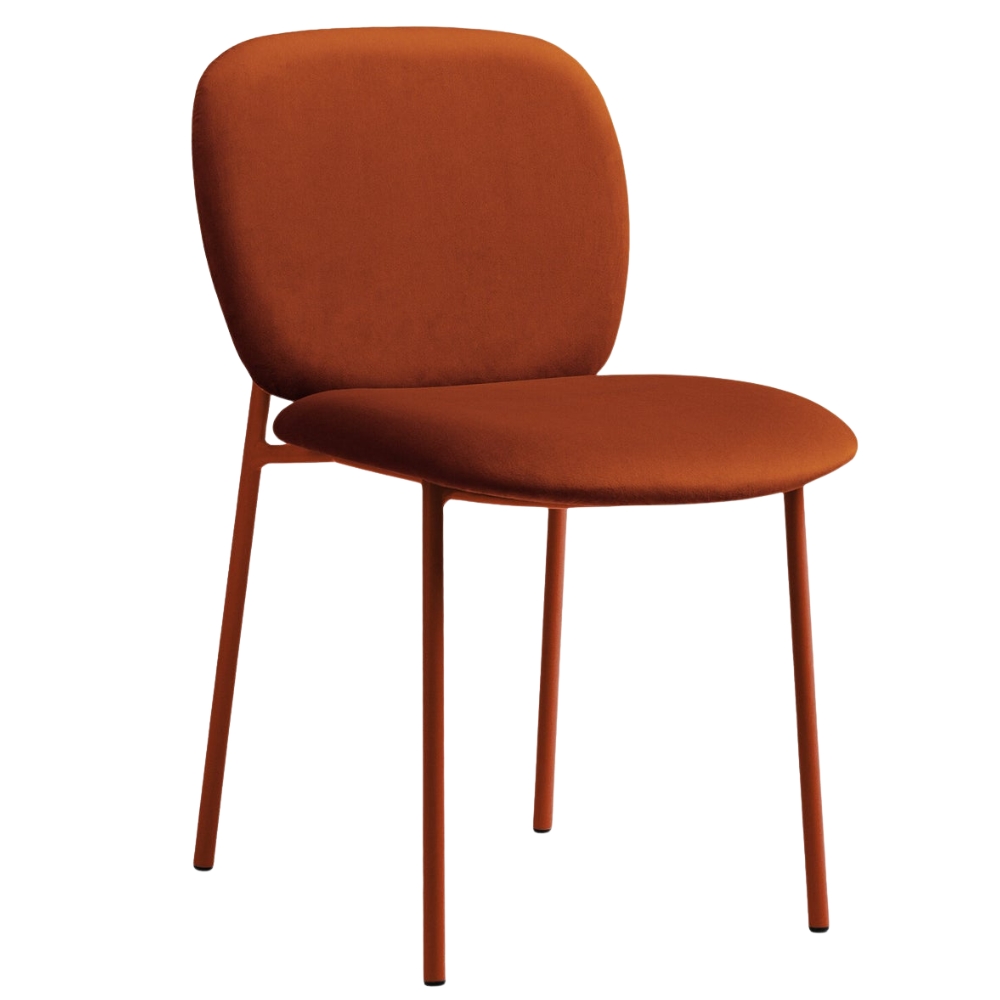 Micadoni Terakotově oranžová sametová jídelní židle Caroline