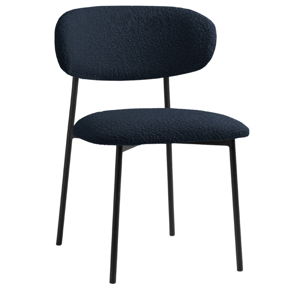 Micadoni Tmavě modrá bouclé jídelní židle Nina