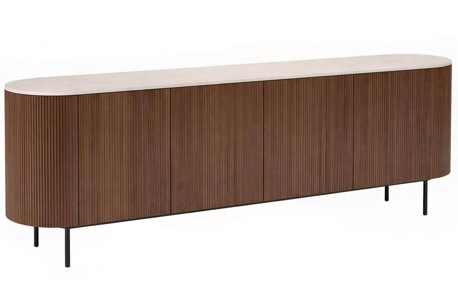 Miotto Ořechová komoda Tracino 200 x 40 cm s dekorem travertinu