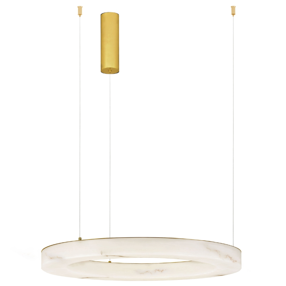 Nova Luce Bílé závěsné LED světlo Vaster 60 cm se zlatým zavěšením