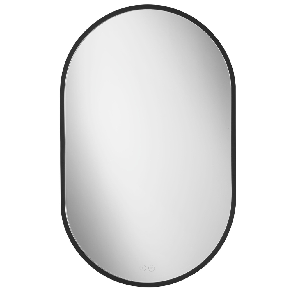 Nova Luce Černé závěsné zrcadlo s LED osvětlením Zelva 80 x 50 cm