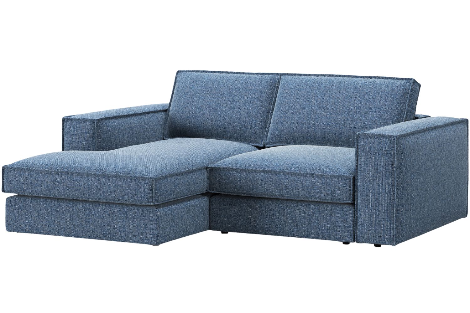 Tmavě modrá čalouněná rohová pohovka MICADONI Pola 226 cm
