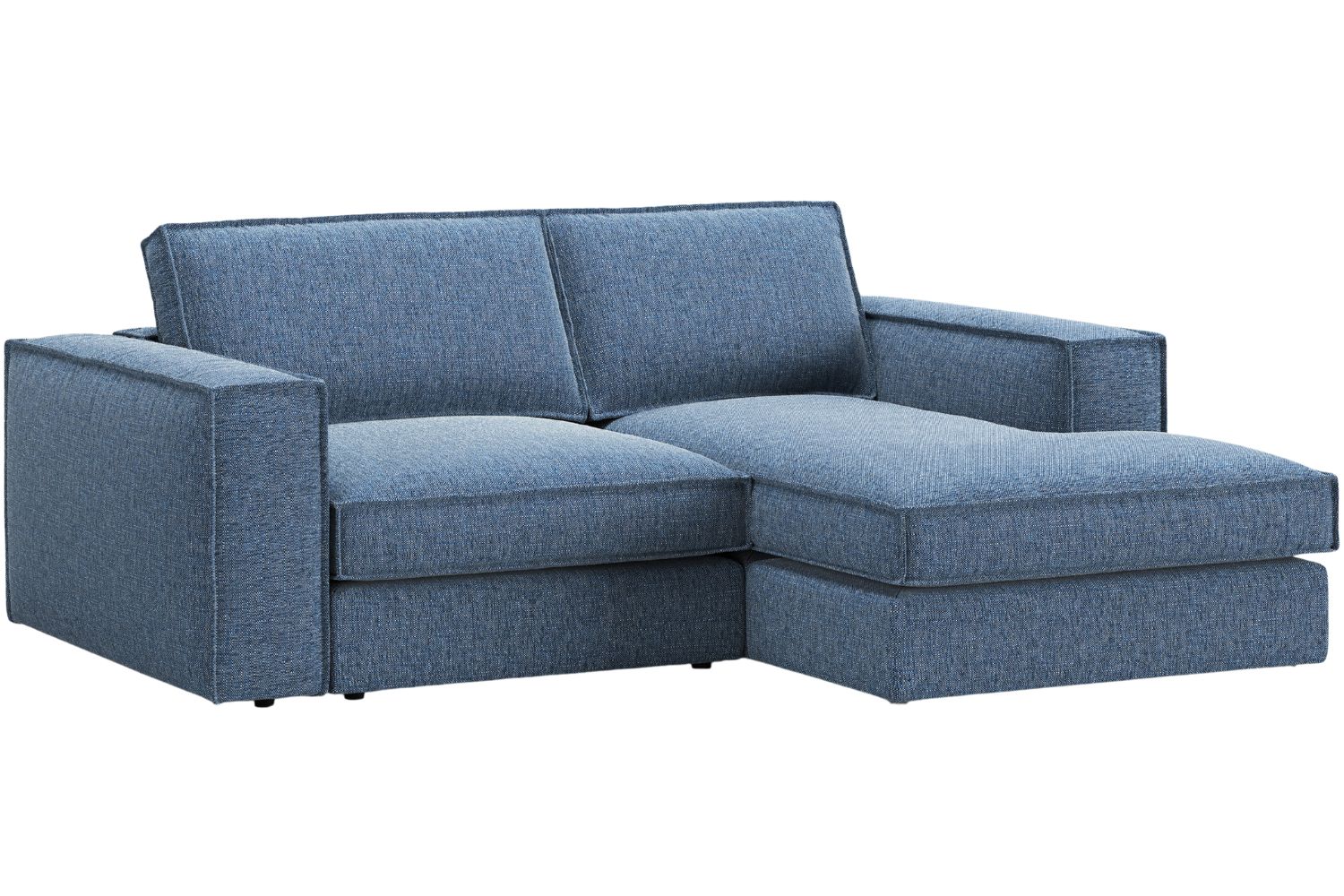 Tmavě modrá čalouněná rohová pohovka MICADONI Pola 226 cm