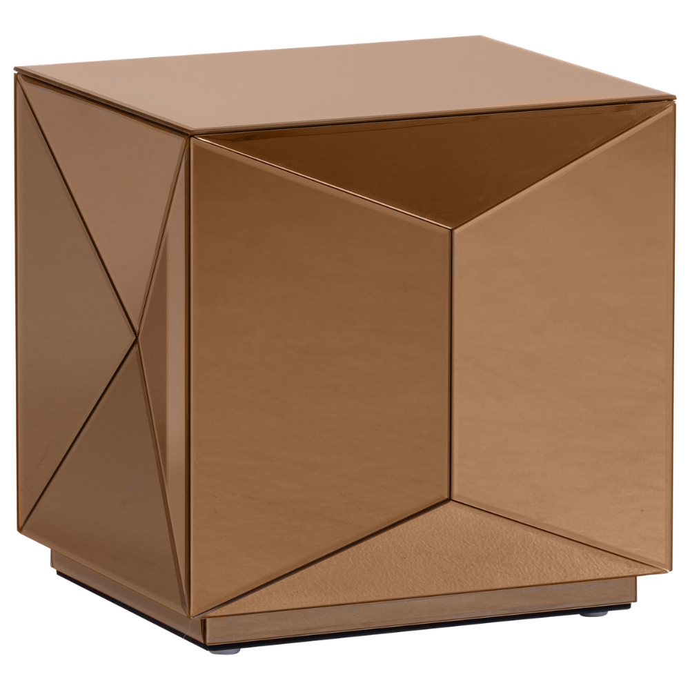 WOOOD Hnědý zrcadlový odkládací stolek Glintz 40 x 40 cm