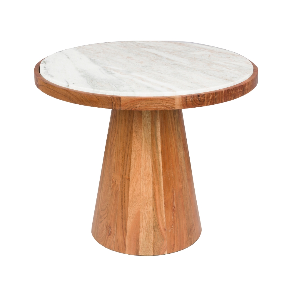 White Label Bílý mramorový odkládací stolek MEES Ø 40 cm