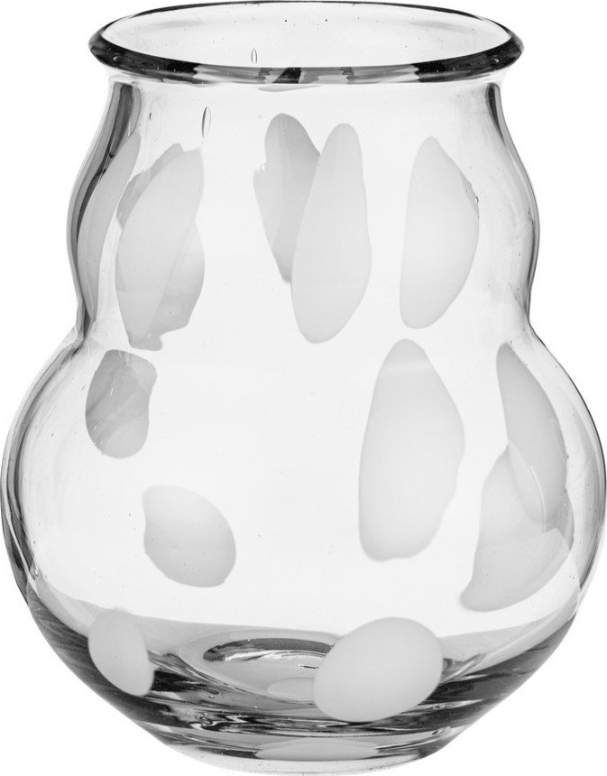 Bílá skleněná ručně vyrobená váza (výška 22 cm) Dam – noo.ma