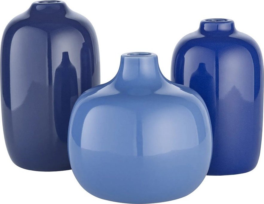 Modré keramické vázy v sadě 3 ks (výška 9 cm) Ceola – Blomus