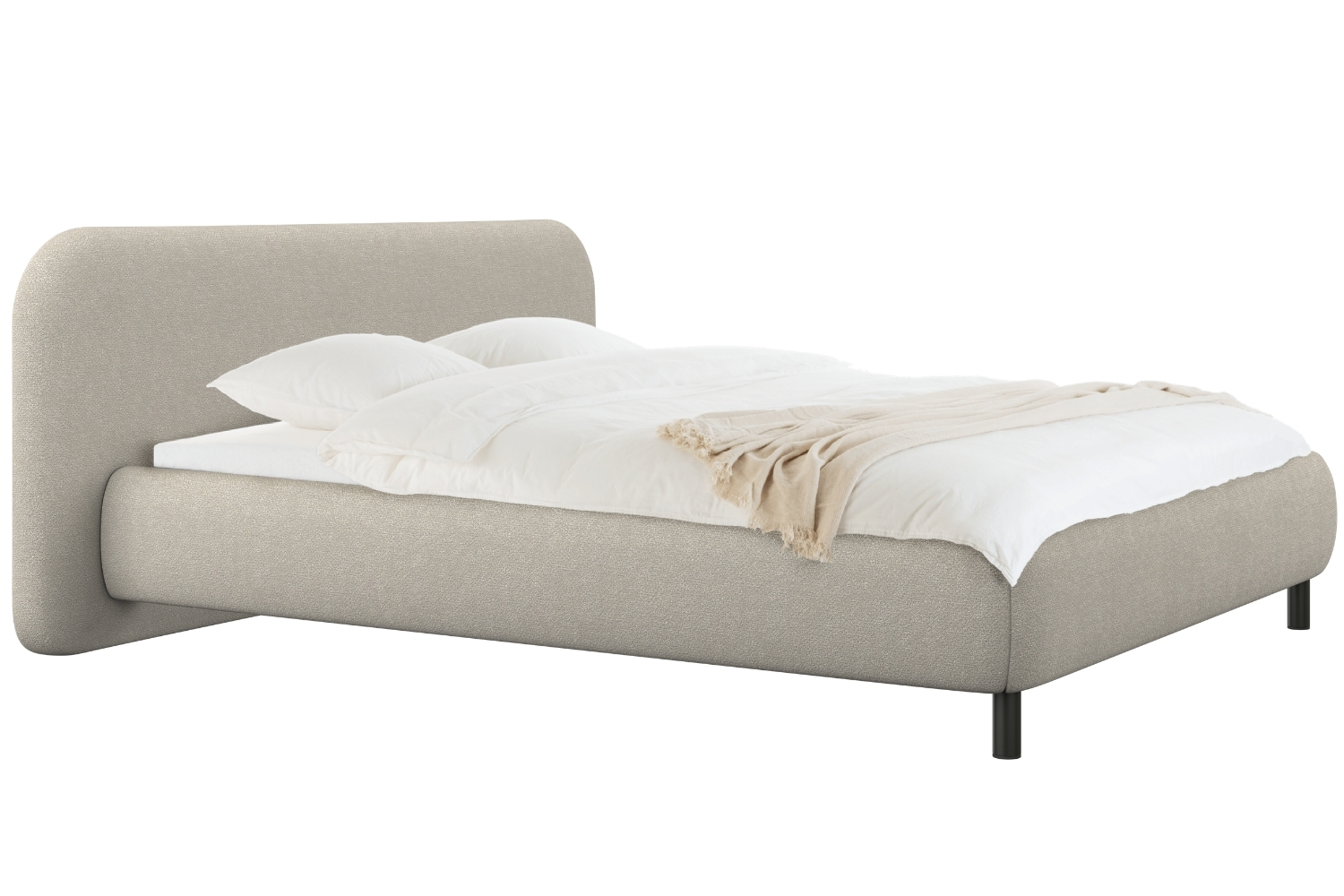 noo.ma Béžová bouclé dvoulůžková postel Mumo 180 x 200 cm s úložným prostorem