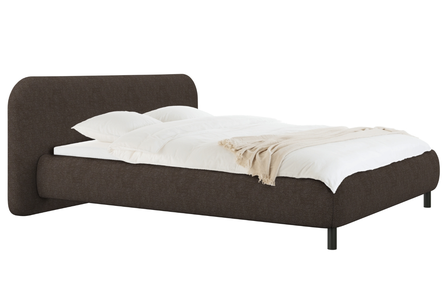 noo.ma Hnědá bouclé dvoulůžková postel Mumo 180 x 200 cm