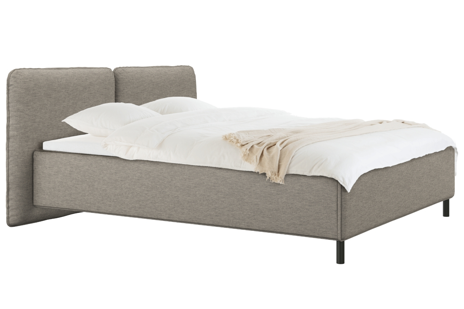 noo.ma Hnědá čalouněná dvoulůžková postel Melu 180 x 200 cm s úložným prostorem