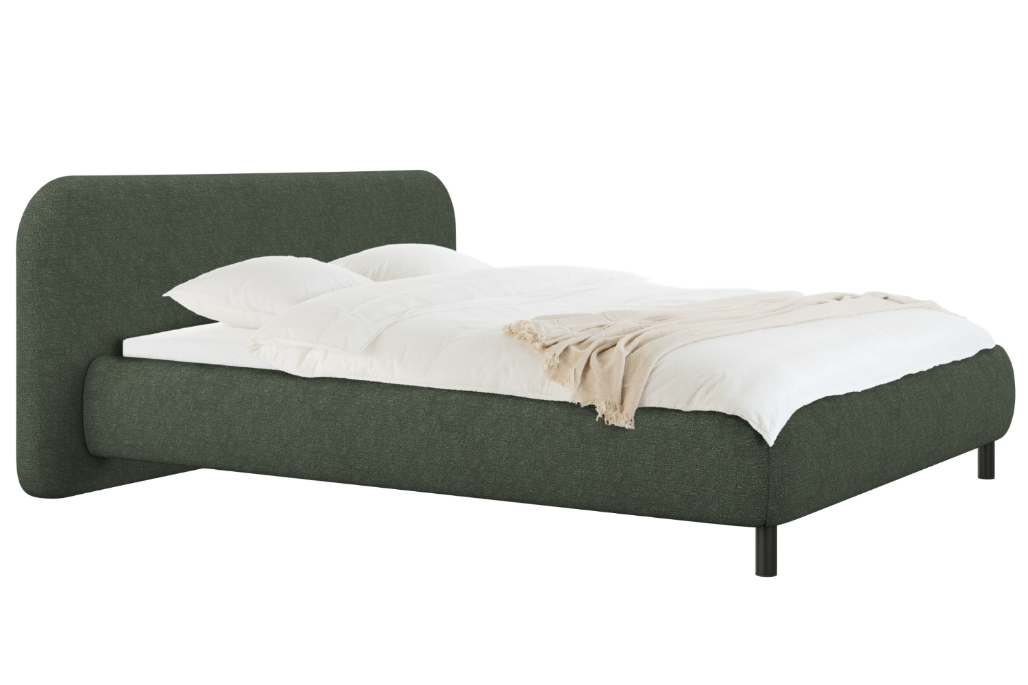 noo.ma Zelená bouclé dvoulůžková postel Mumo 160 x 200 cm