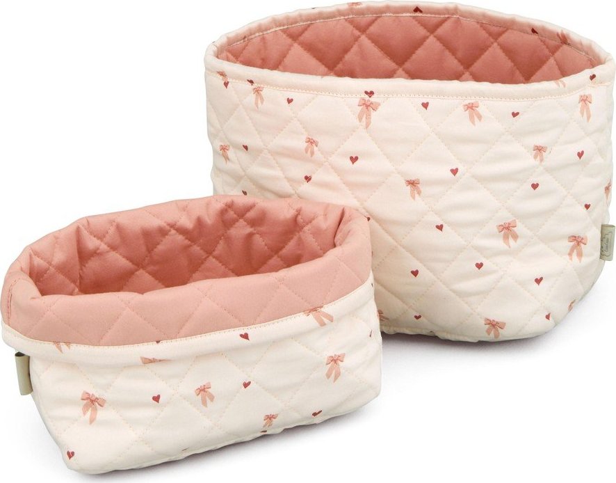 Růžové/krémové látkové dětské koše na hračky v sadě 2 ks ø 24x17 cm Bows – Cam Cam Copenhagen
