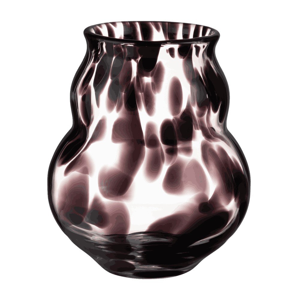 Tmavě hnědá skleněná ručně vyrobená váza (výška 22 cm) Dam – noo.ma