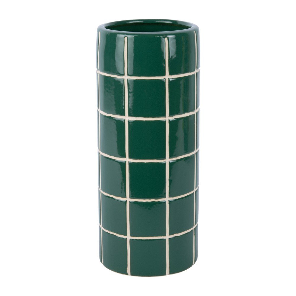 Tmavě zelená keramická váza (výška 30 cm) Retro Tiles – PT LIVING