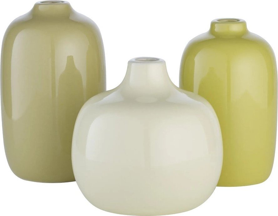 Zelené keramické vázy v sadě 3 ks (výška 9 cm) Ceola – Blomus
