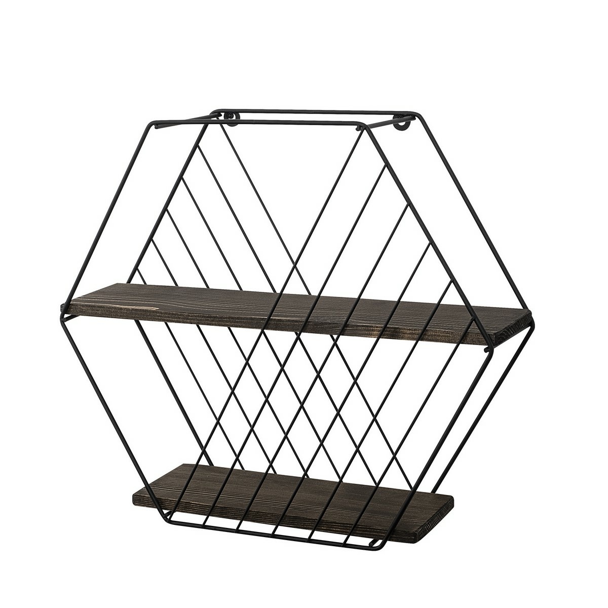 Polička Anemone Black and Dark Walnut Hanah Home