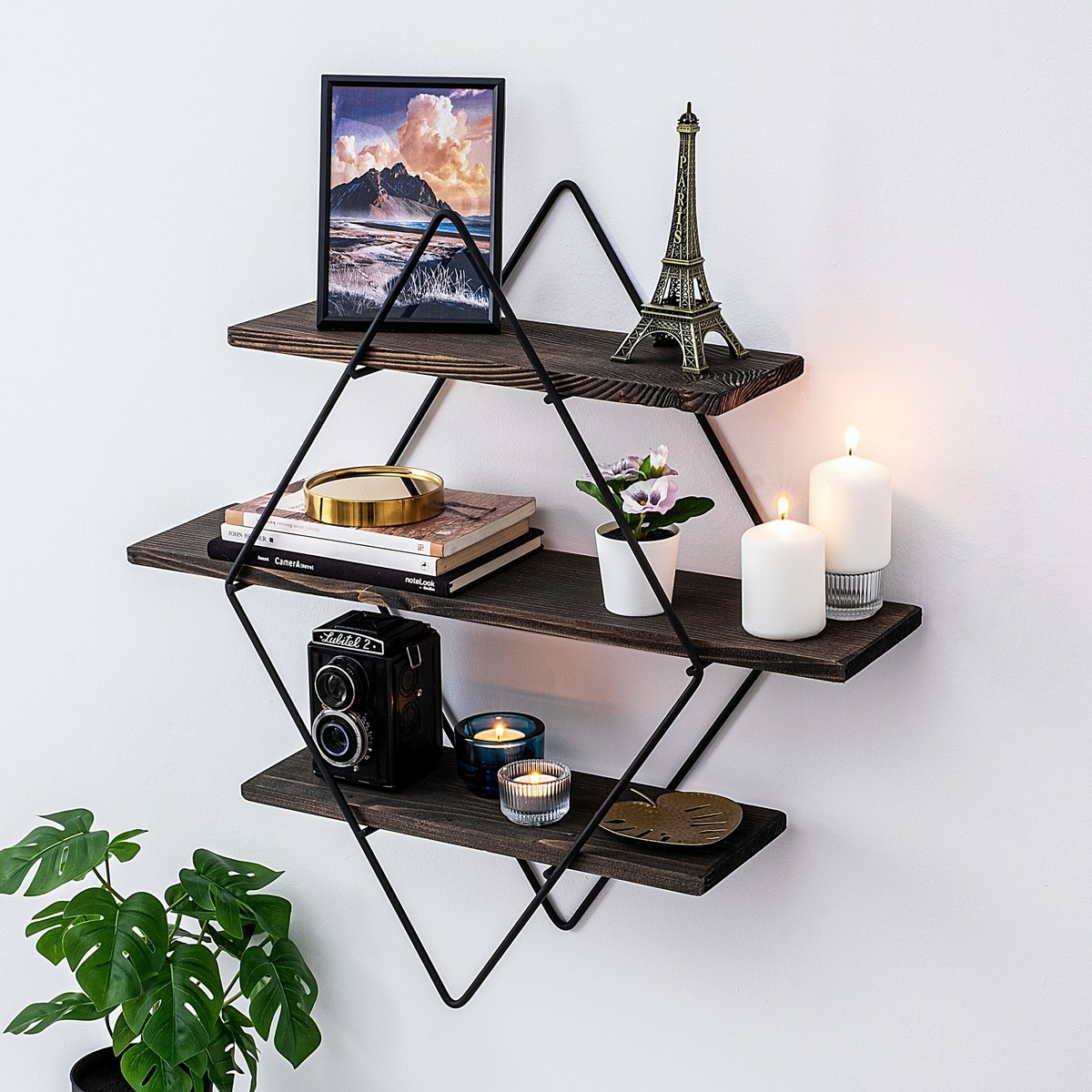 Polička Erysim Black and Walnut Hanah Home