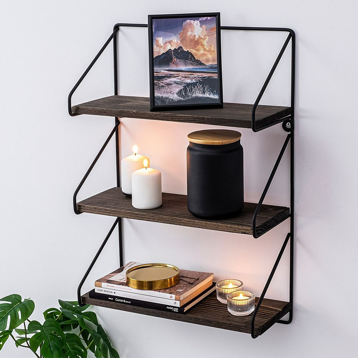 Polička Viola Black and Walnut Hanah Home