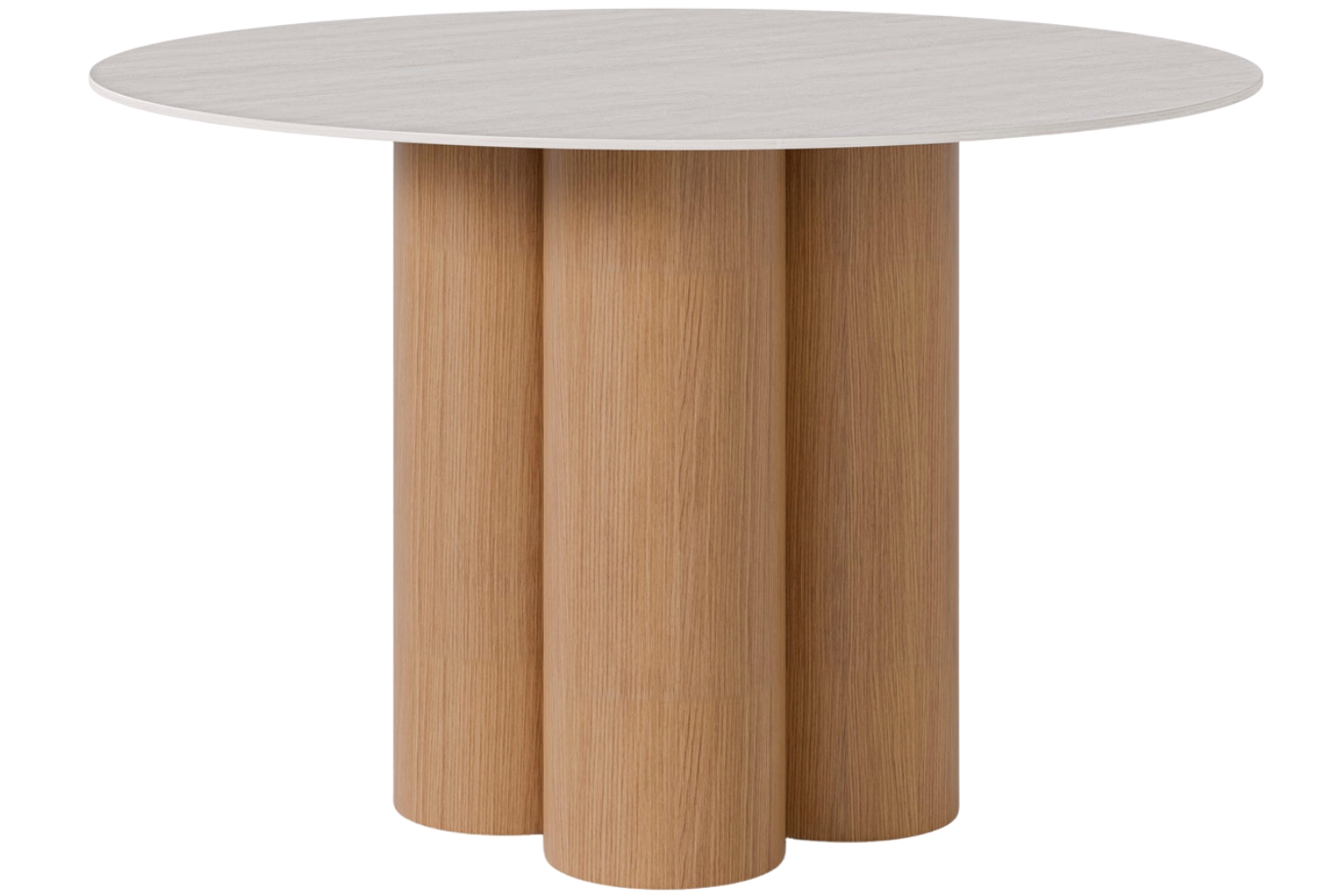 Somcasa Bílý porcelánový jídelní stůl Tracy 120 cm s dubovou podnoží