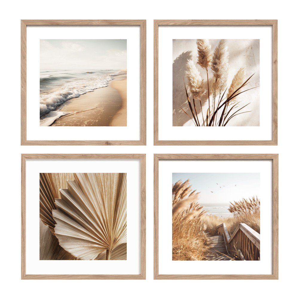 Tištěné obrazy v sadě 4 ks s rámem 30x30 cm Boho Dreams – Styler