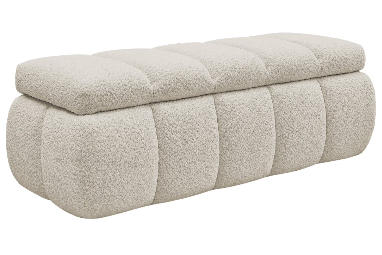 Bobochic Paris Béžová bouclé lavice Denali 144 cm s úložným prostorem