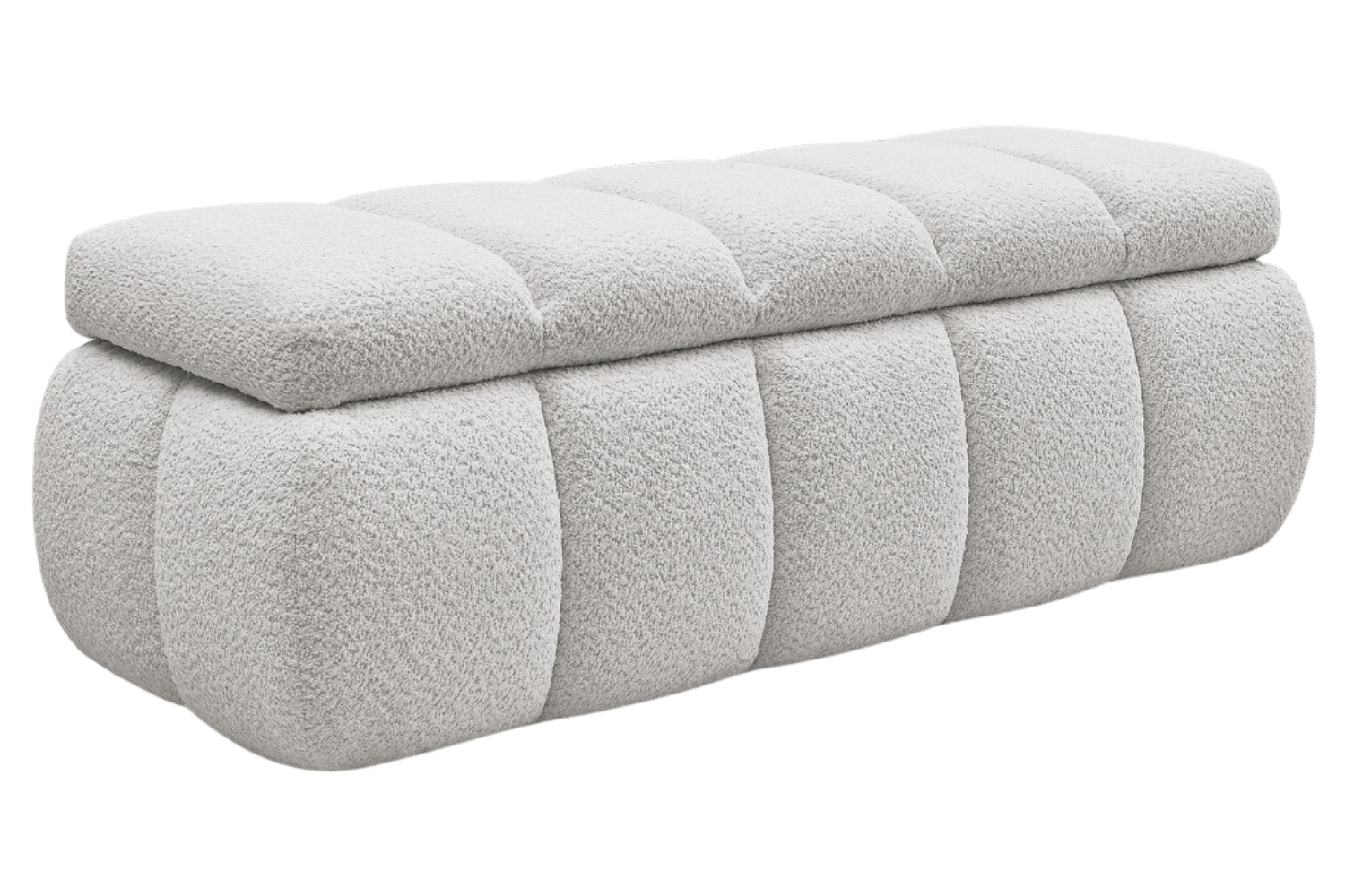 Bobochic Paris Světle šedá bouclé lavice Denali 144 cm s úložným prostorem