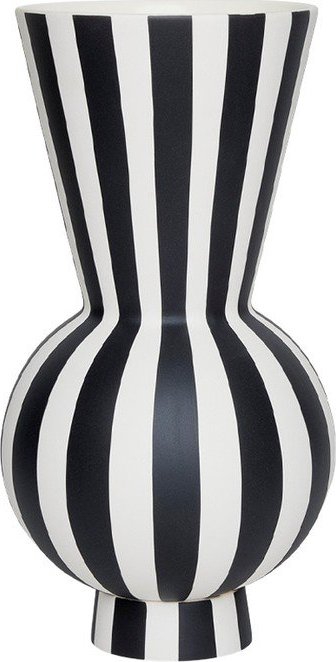 Bílá/černá ručně vyrobená váza z kameniny (výška 28 cm) Toppu – OYOY Living Design