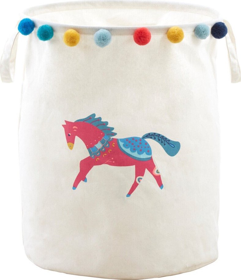 Bílý látkový dětský koš na hračky ø 38x48 cm Mimo Eclectic Horse – Premier Housewares