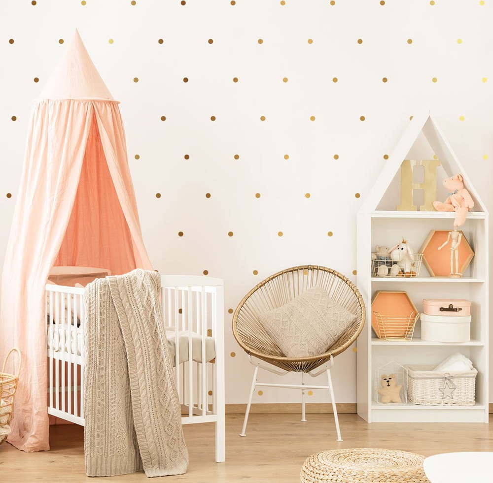 Dětské samolepky v sadě na zeď 100 ks 2x2 cm Golden Points – Ambiance