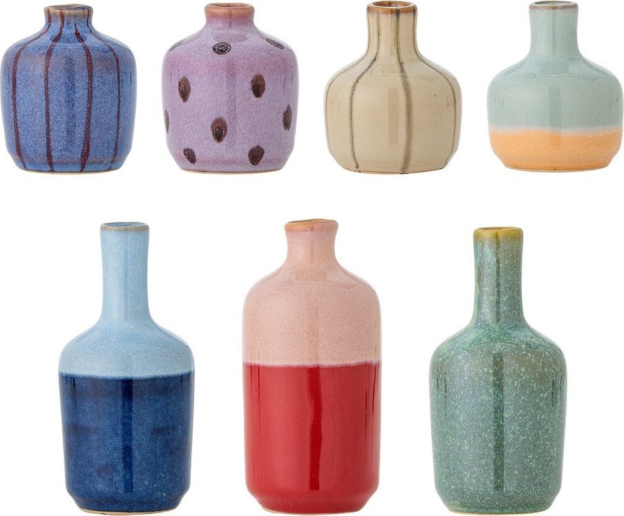 Ručně malované vázy v sadě 7 ks z kameniny (výška 14 cm) Maien – Bloomingville