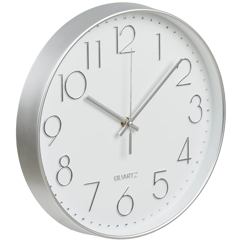 Nordic Living Stříbrné nástěnné hodiny Lali 30 cm