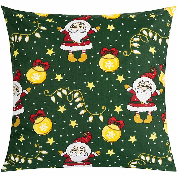 Bellatex Vánoční polštářek s povlakem Santa zelená