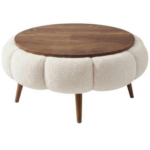 Odkládací čalouněný stolek Daisy 60 White Walnut Hanah Home