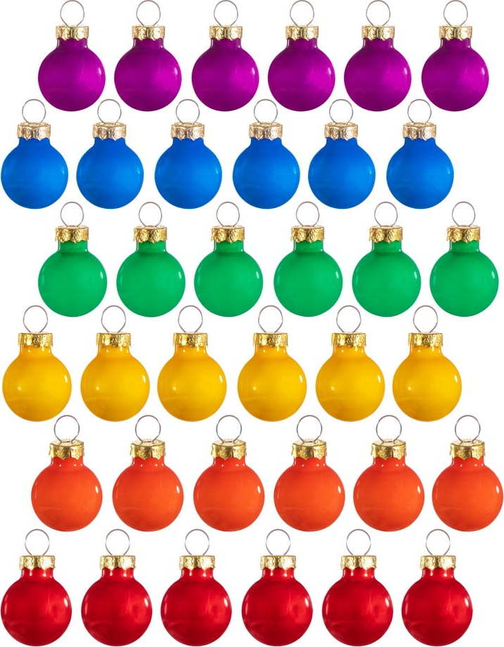 Skleněné ručně vyrobené vánoční koule v sadě 36 ks ø 2 cm Rainbow Mini – Sass & Belle