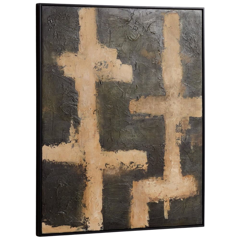 Kave Home Béžovo-zelený abstraktní obraz Emeri 100 x 80 cm