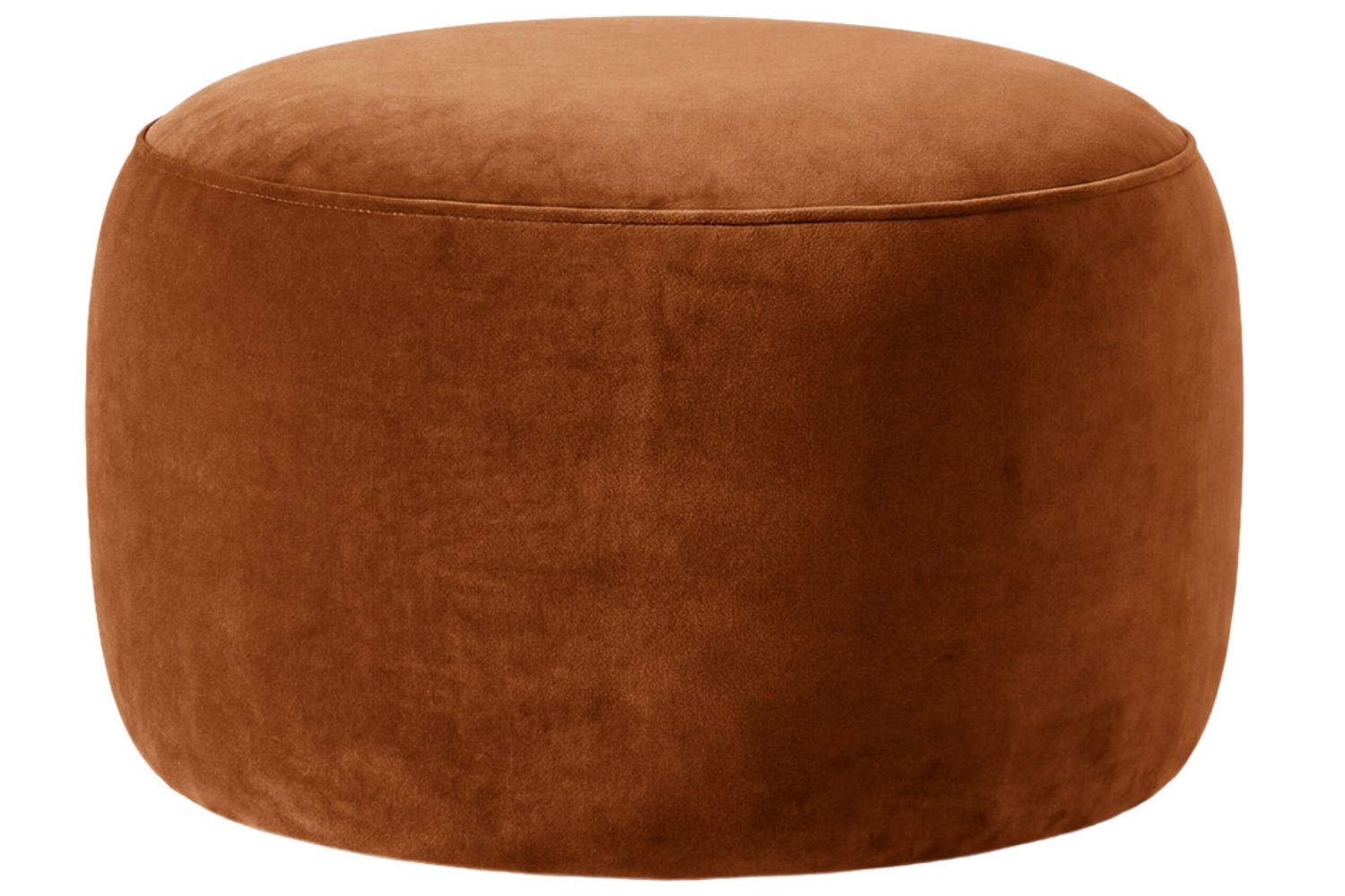 Micadoni Terakotově oranžová sametová podnožka Amalta ⌀56 cm