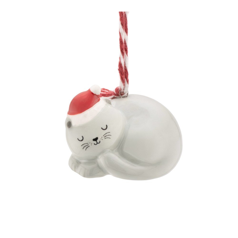 Keramická vánoční ozdoba 4 cm Sleeping Cat – Sass & Belle