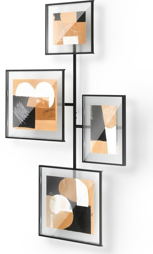 Leskle černý kovový/skleněný rámeček na zeď 57x99 cm Flute – Umbra