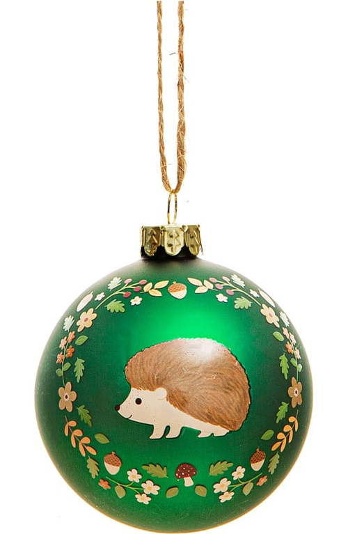 Skleněná ručně vyrobená vánoční koule ø 6 cm Woodland Hedgehog – Sass & Belle
