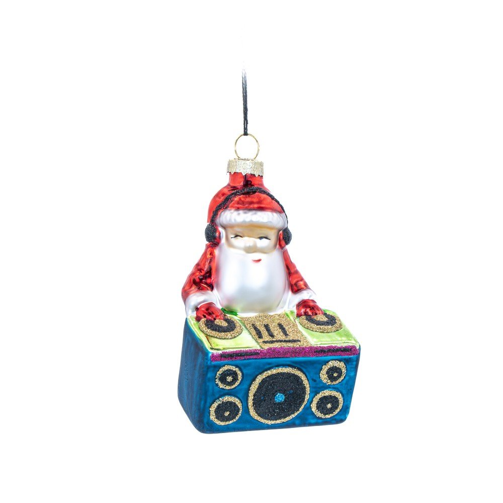 Skleněná vánoční ozdoba 6 cm DJ Santa – Sass & Belle