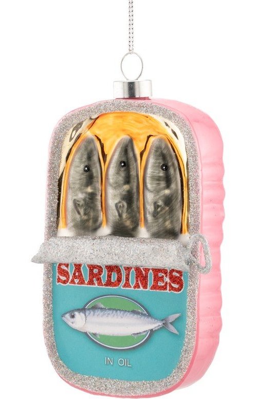 Skleněná vánoční ozdoba 7 cm Can of Sardines – Sass & Belle